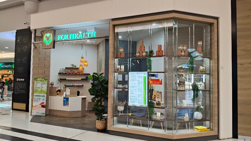 For Health Acupuncture and Natural Therapies storefront at Grand Plaza Shopping Centre